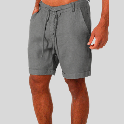 Men's Casual Shorts with Drawstring Waist and Cuffed Hem