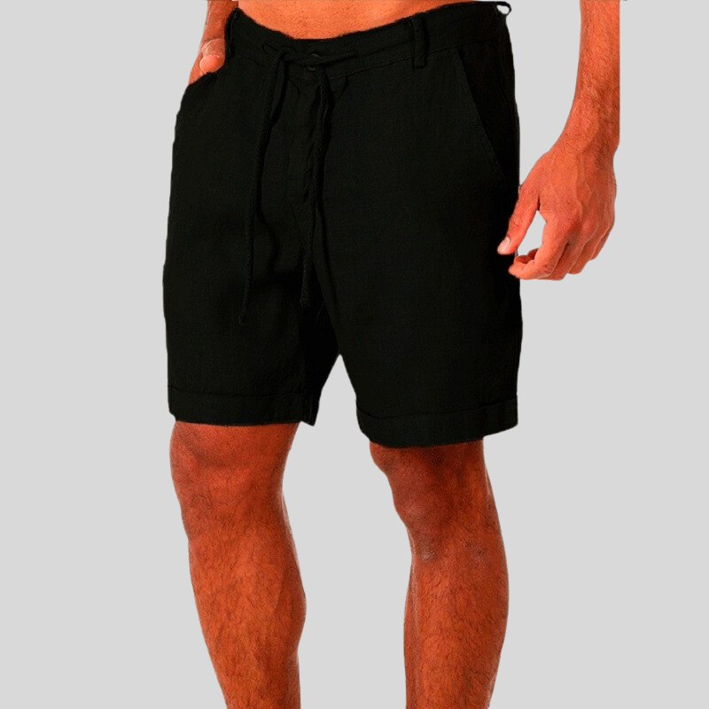 Men's Casual Shorts with Drawstring Waist and Cuffed Hem