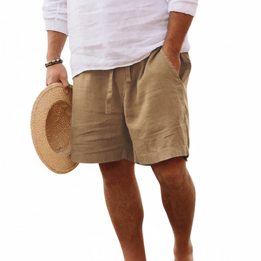 Men's Casual Shorts with Elastic Drawstring Waist and Side Pockets