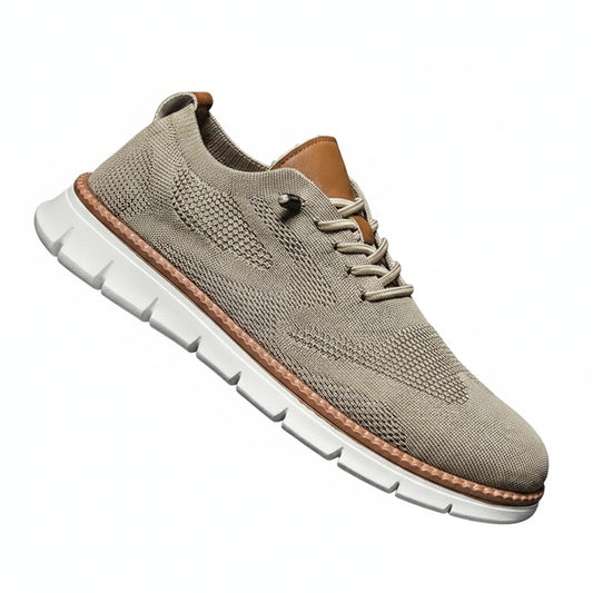 Men's Casual Sneakers with Lace-Up Closure and Contrast Sole