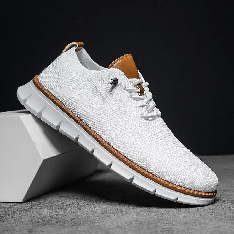 Men's Casual Sneakers with Lace-Up Closure and Contrast Sole
