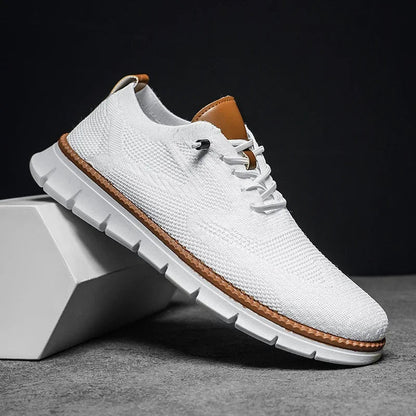 Men's Casual Sneakers with Lace-Up Closure and Contrast Sole