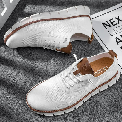 Men's Casual Sneakers with Lace-Up Closure and Contrast Sole