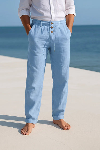 Men's Casual Trousers with Drawstring Waist and Side Pockets