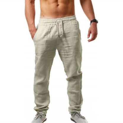 Men's Casual Trousers with Elastic Waist and Drawstring