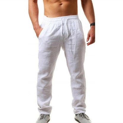 Men's Casual Trousers with Elastic Waist and Drawstring