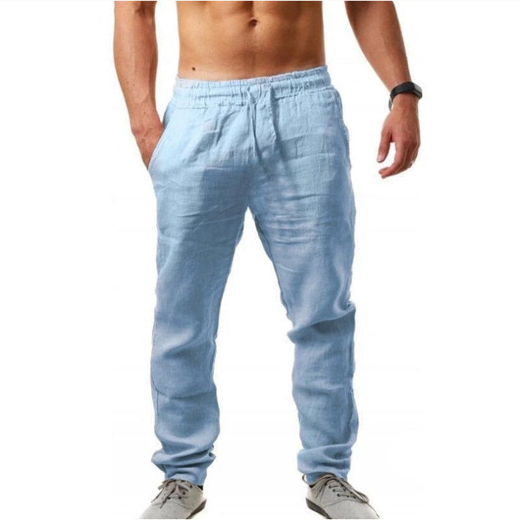 Men's Casual Trousers with Elastic Waist and Drawstring
