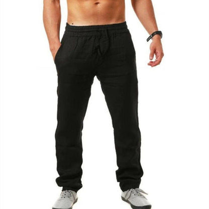 Men's Casual Trousers with Elastic Waist and Drawstring