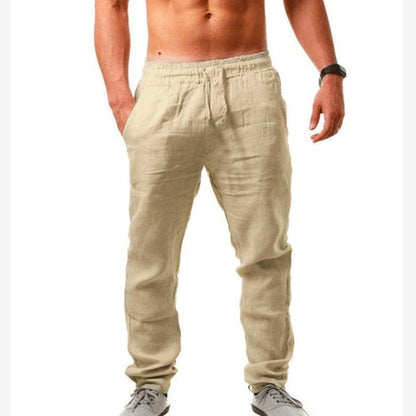 Men's Casual Trousers with Elastic Waist and Drawstring