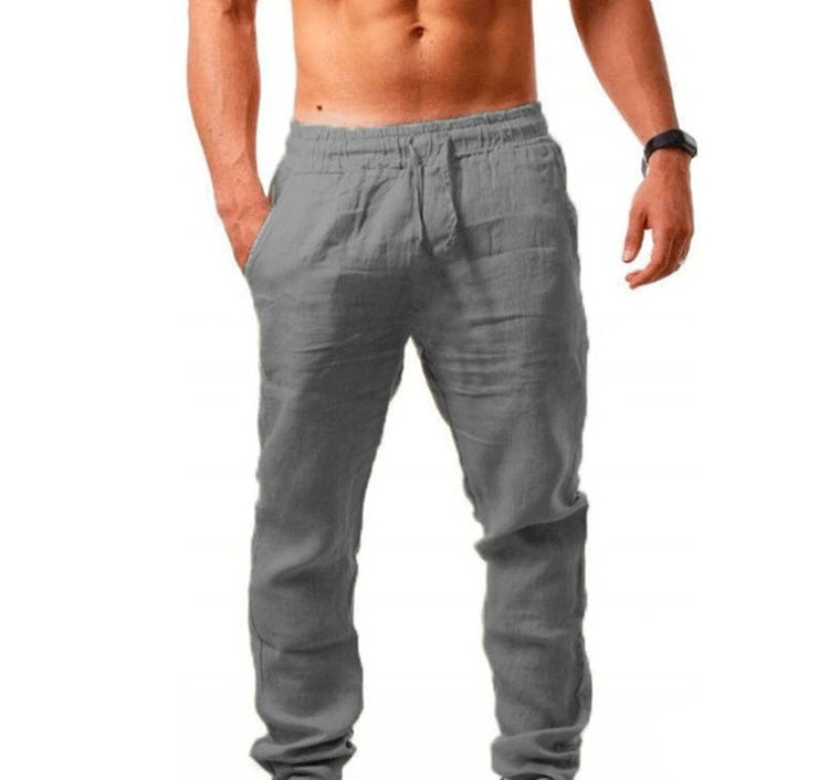 Men's Casual Trousers with Elastic Waist and Drawstring