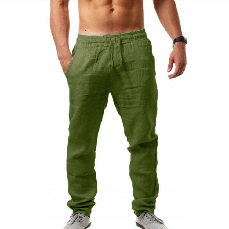 Men's Casual Trousers with Elastic Waist and Drawstring