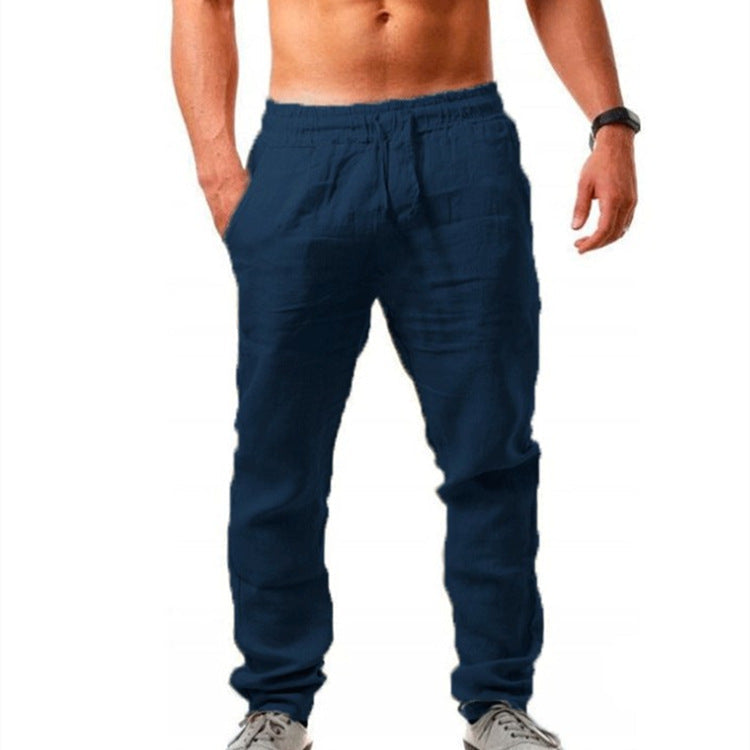 Men's Casual Trousers with Elastic Waist and Drawstring