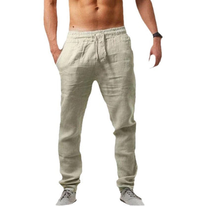 Men's Casual Trousers with Elastic Waistband and Side Pockets