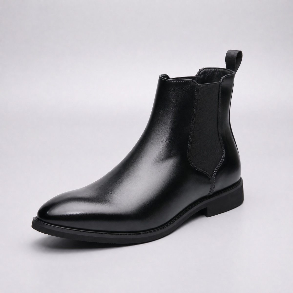 Men's Chelsea Ankle Boots with Elastic Side Panels and Low Block Heel