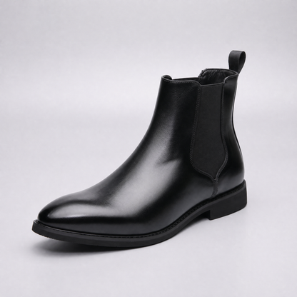 Men's Chelsea Ankle Boots with Elastic Side Panels and Low Block Heel