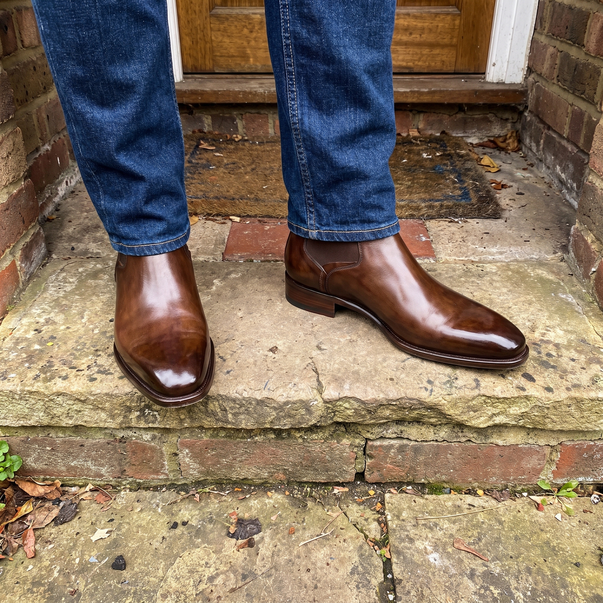 Men's Chelsea Ankle Boots with Elastic Side Panels and Low Block Heel