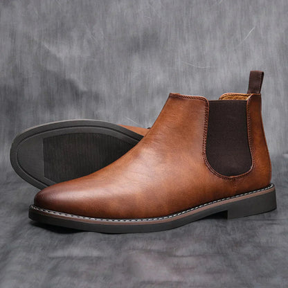 Men's Chelsea Boots with Elastic Side Panels and Pull Tab