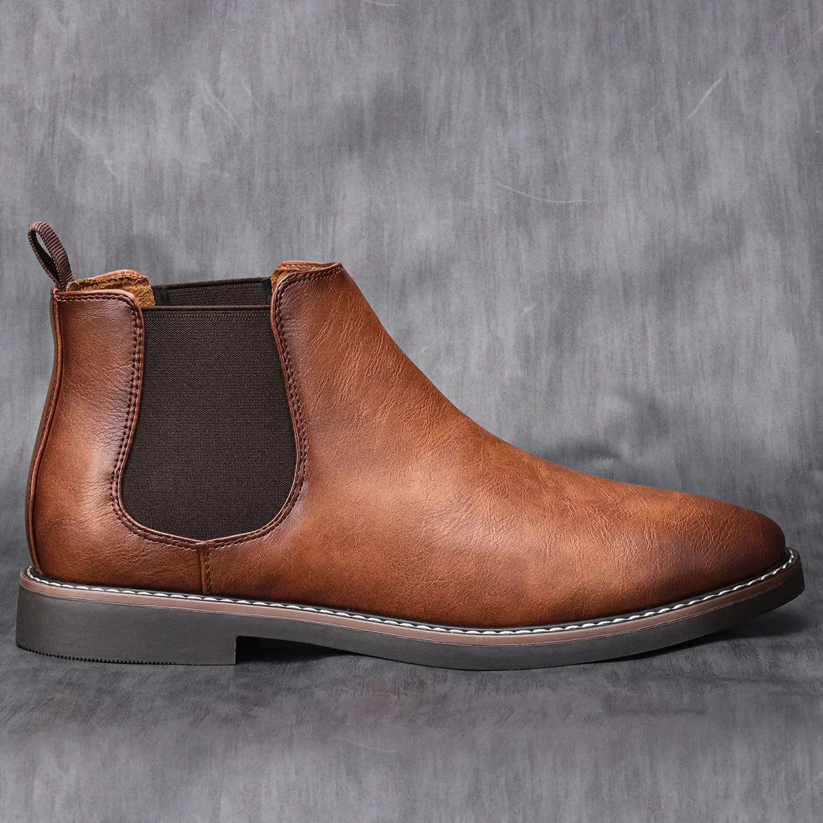 Men's Chelsea Boots with Elastic Side Panels and Pull Tab
