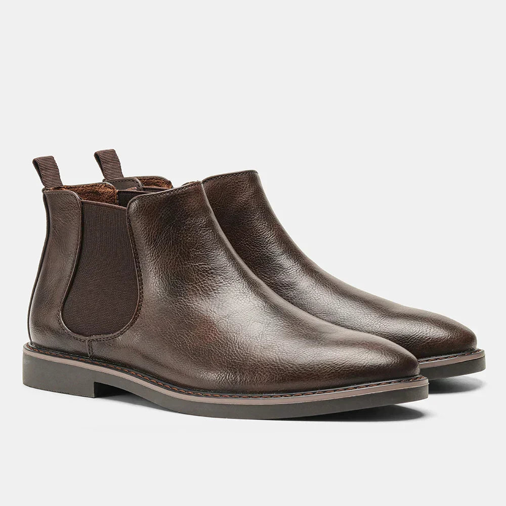 Men's Chelsea Boots with Elastic Side Panels and Pull Tab