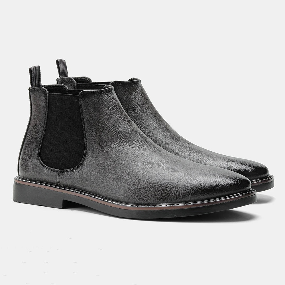 Men's Chelsea Boots with Elastic Side Panels and Pull Tab