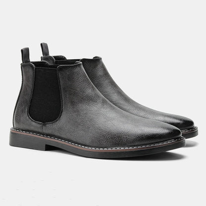 Men's Chelsea Boots with Elastic Side Panels and Pull Tab