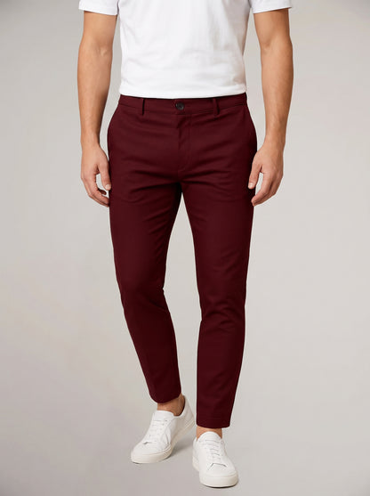 Men's Chino Pants with Mid-Rise Waist and Button Closure