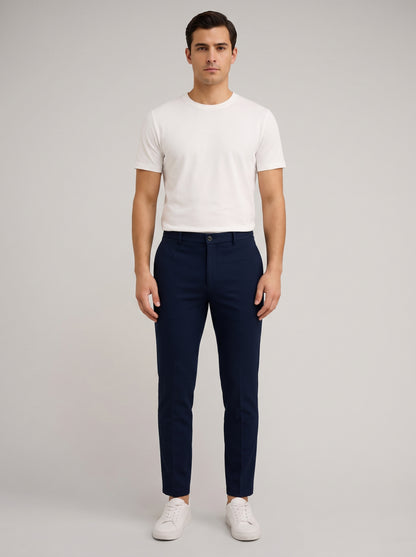 Men's Chino Pants with Mid-Rise Waist and Button Closure
