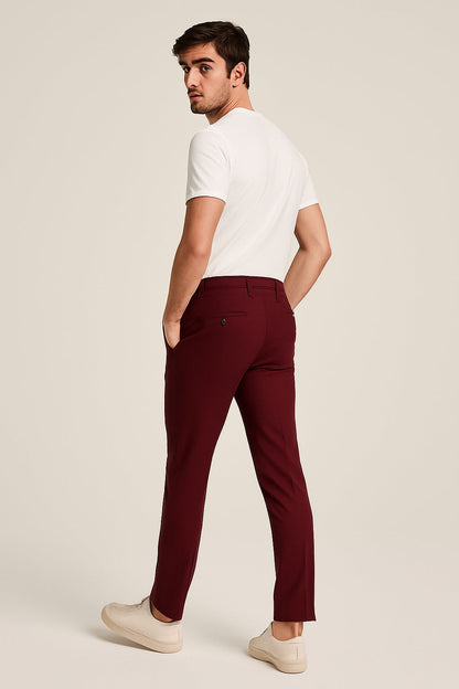 Men's Chino Pants with Mid-Rise Waist and Button Closure