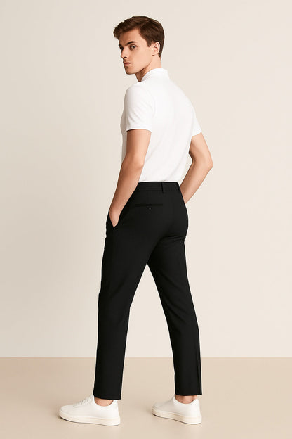 Men's Chino Pants with Mid-Rise Waist and Button Closure