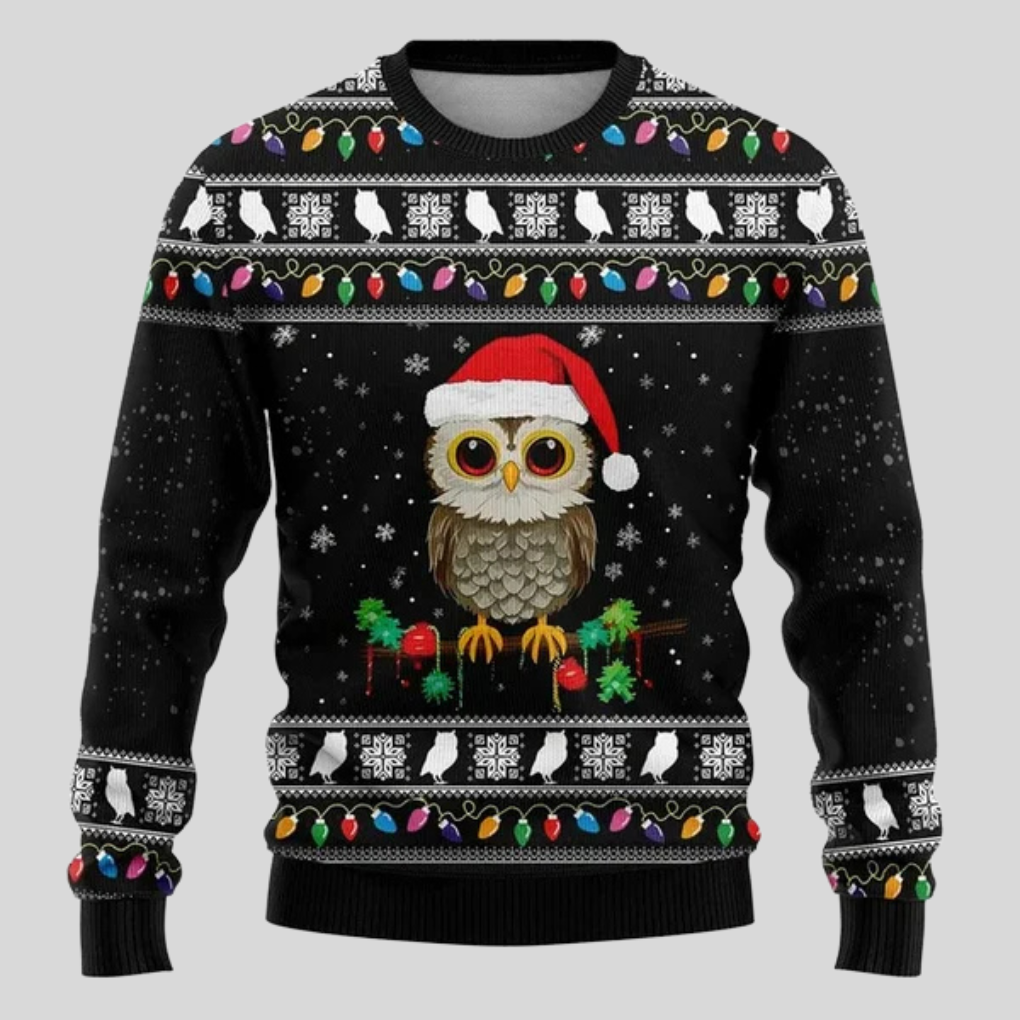 Men's Christmas Sweater with Round Neck and Festive Animal Motifs