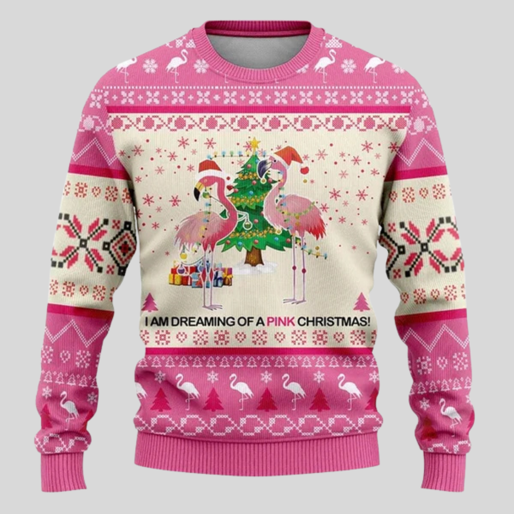 Men's Christmas Sweater with Round Neck and Festive Animal Motifs
