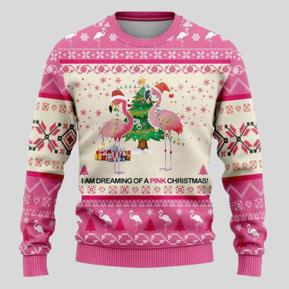 Men's Christmas Sweater with Round Neck and Festive Animal Motifs
