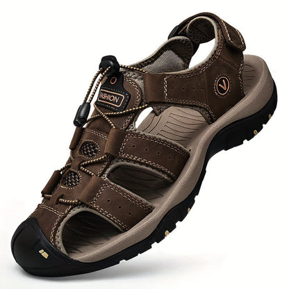 Men's Closed Toe Outdoor Sandals with Adjustable Strap and Rubber Outsole