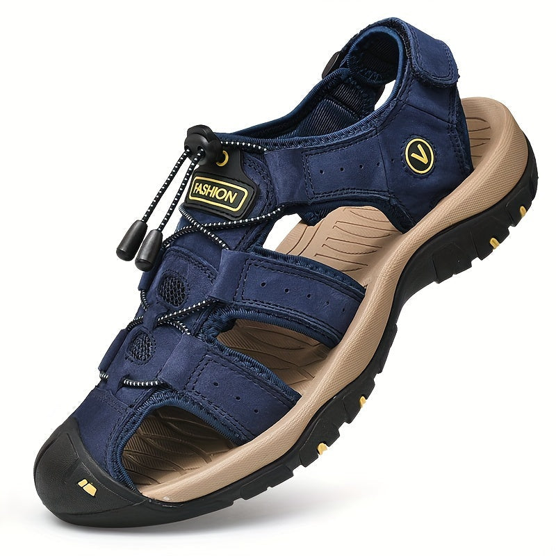 Men's Closed Toe Outdoor Sandals with Adjustable Strap and Rubber Outsole