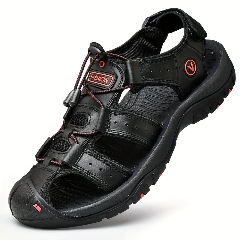 Men's Closed Toe Outdoor Sandals with Adjustable Strap and Rubber Outsole