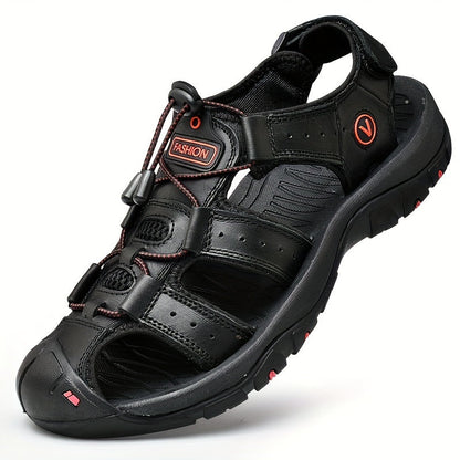Men's Closed Toe Outdoor Sandals with Adjustable Strap and Rubber Outsole