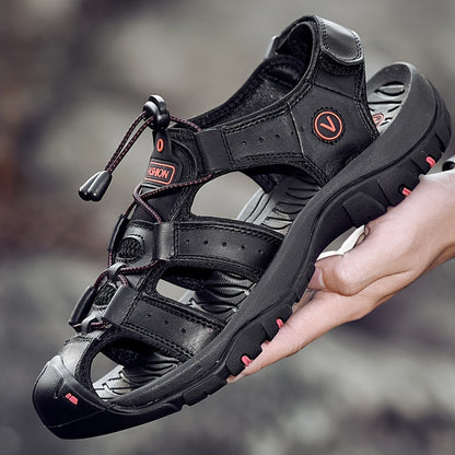 Men's Closed Toe Outdoor Sandals with Adjustable Strap and Rubber Outsole