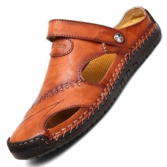 Men's Closed-Toe Sandals with Velcro Strap and Rubber Sole