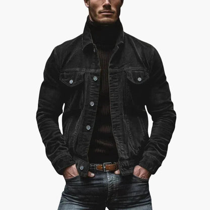 Men's Corduroy Jacket with Spread Collar, Chest Pockets and Relaxed Fit