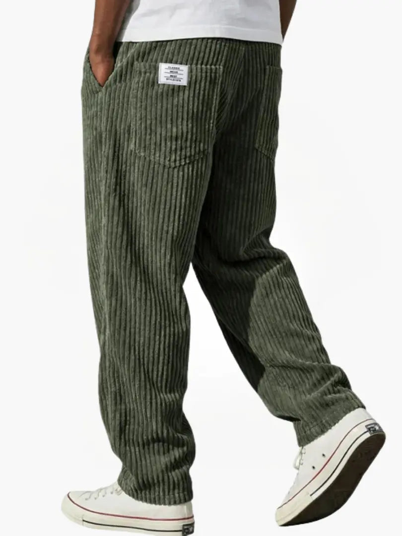 Men's Corduroy Trousers Wide Leg with Elastic Waist