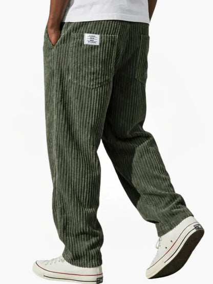 Men's Corduroy Trousers Wide Leg with Elastic Waist