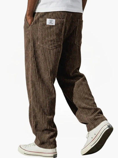 Men's Corduroy Trousers Wide Leg with Elastic Waist