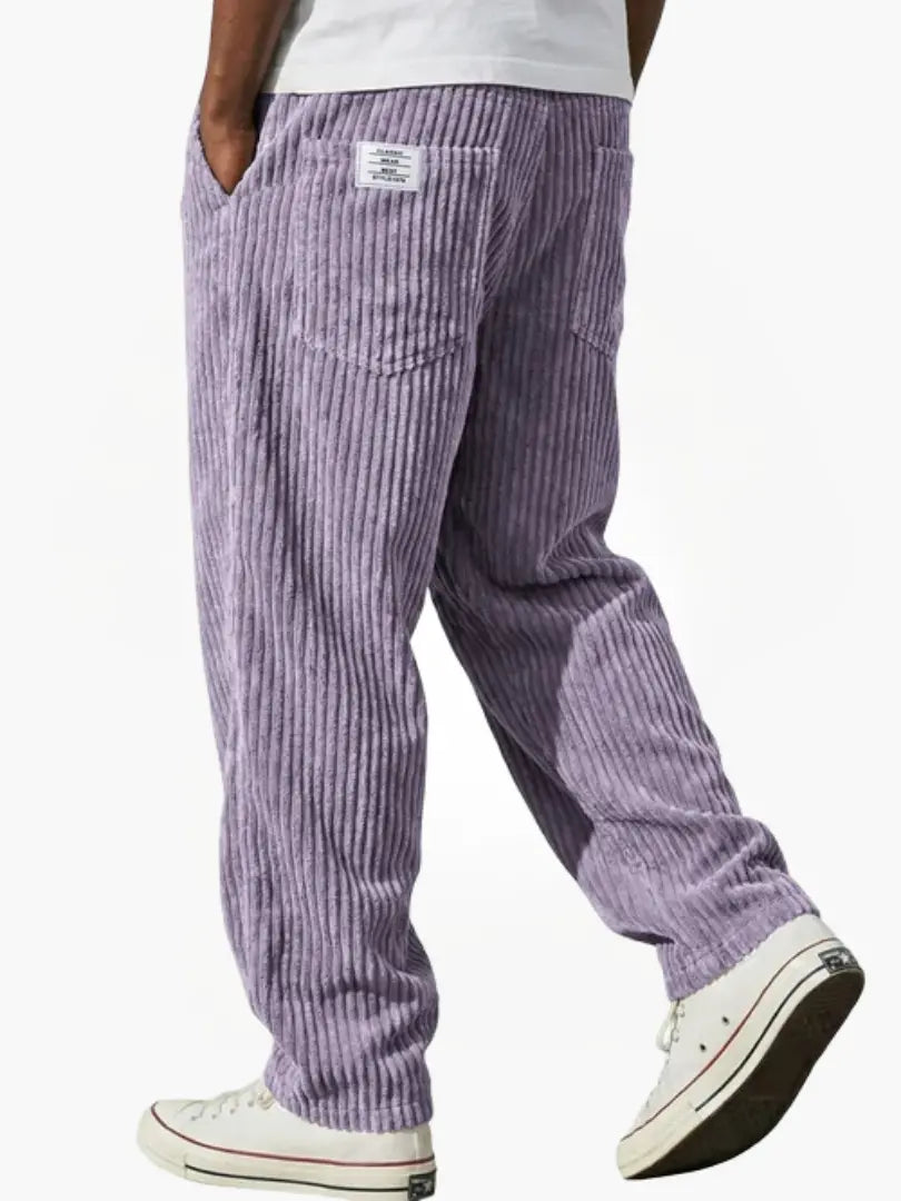 Men's Corduroy Trousers Wide Leg with Elastic Waist