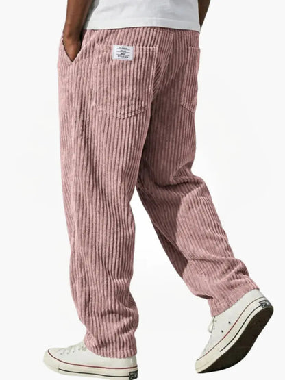Men's Corduroy Trousers Wide Leg with Elastic Waist