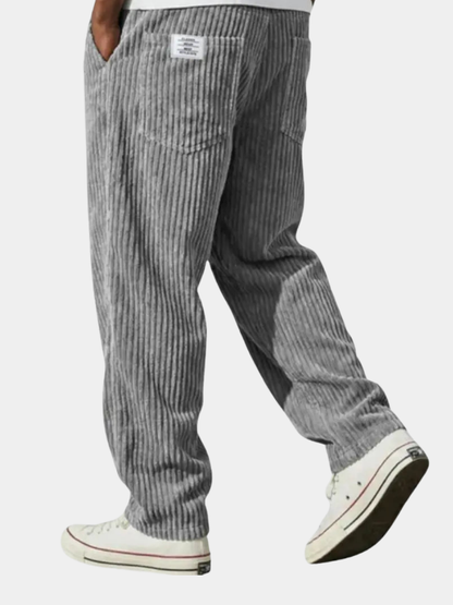 Men's Corduroy Trousers Wide Leg with Elastic Waist