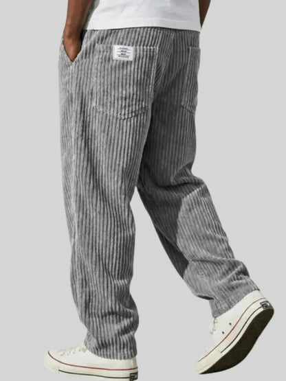 Men's Corduroy Trousers Wide Leg with Elastic Waist