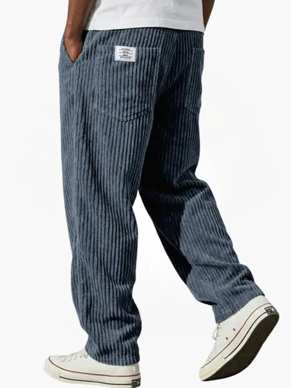 Men's Corduroy Trousers Wide Leg with Elastic Waist