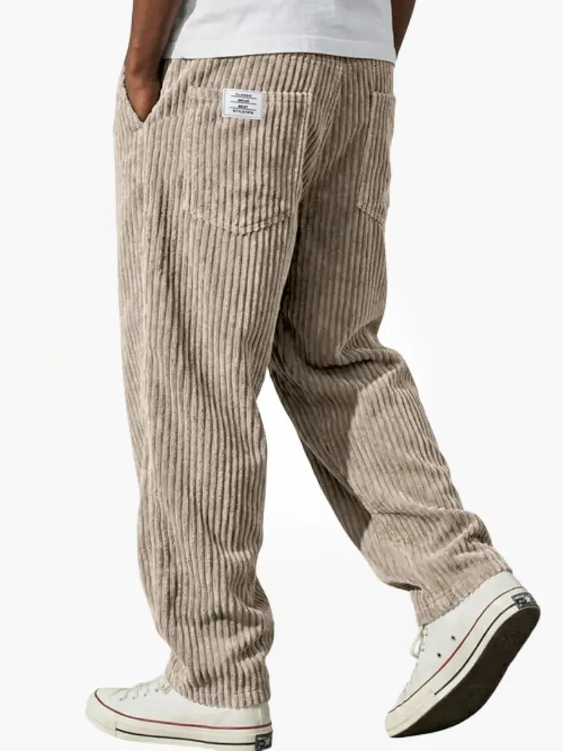 Men's Corduroy Trousers Wide Leg with Elastic Waist