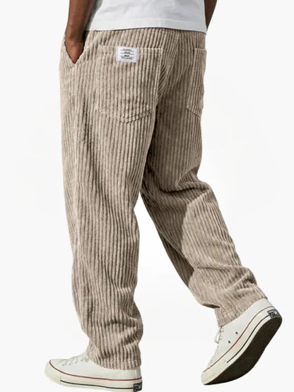 Men's Corduroy Trousers Wide Leg with Elastic Waist