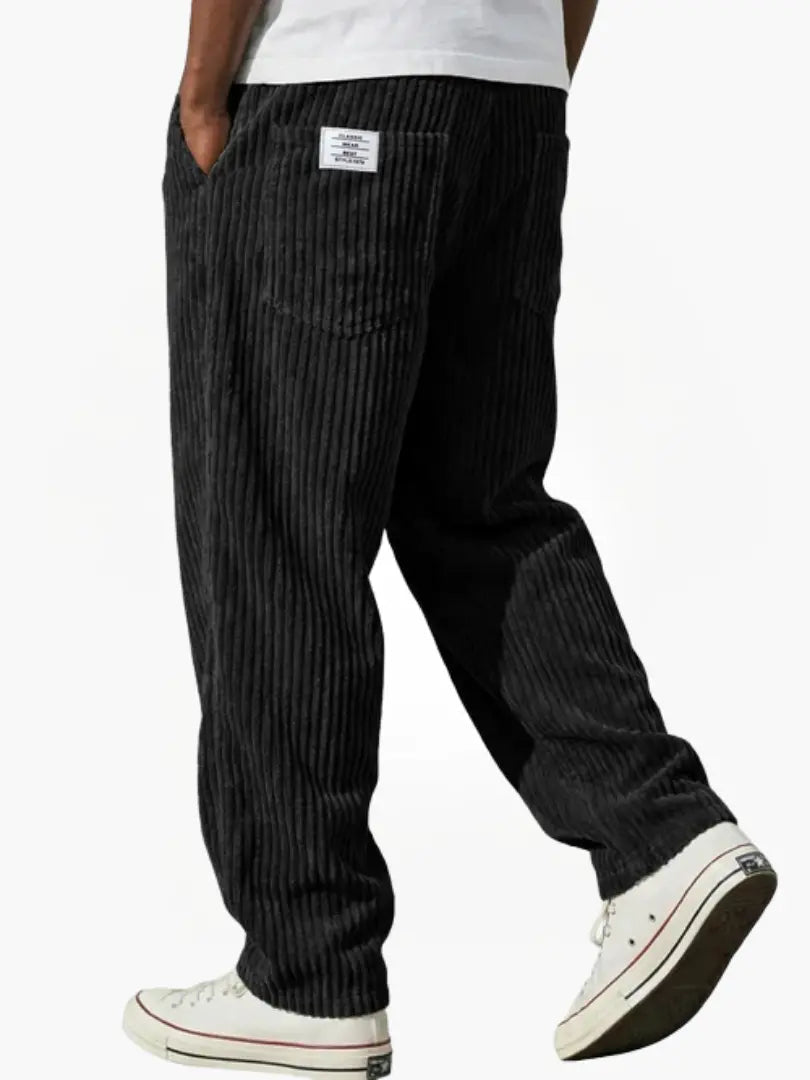 Men's Corduroy Trousers Wide Leg with Elastic Waist